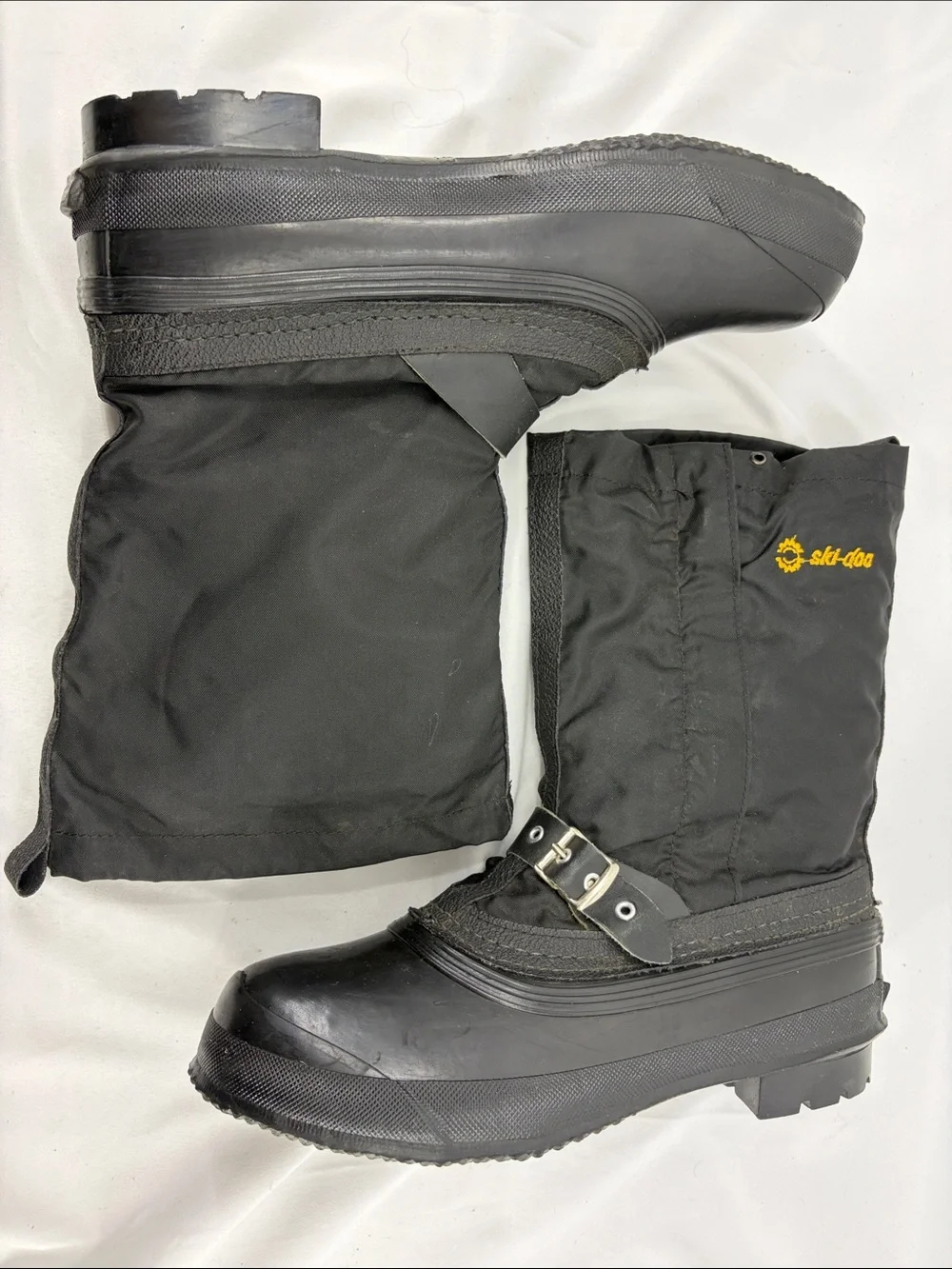 Vintage 70s 80s Ski-Doo Bombardier Black Snowmobile Winter Duck Boots, Mens 8